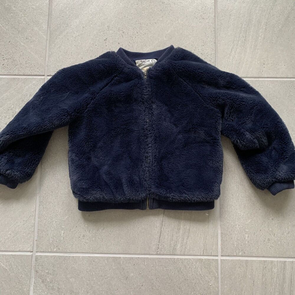 Gymboree Fuzzy/Faux Fur Navy Blue Jacket Size S
